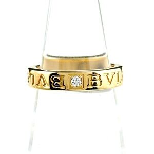 BVLGARI Double Logo Ring in Yellow Gold with Diamonds, 750mm, for Women